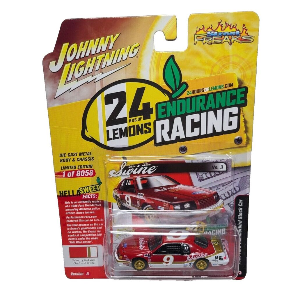 JOHNNY LIGHTNING 1986 FORD THUNDERBIRD #9 24Hrs OF LEMONS 1/64 JLSF024 Stock Car
